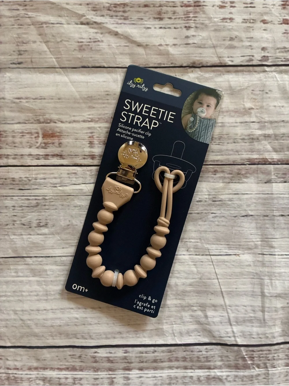 Sweetie Strap Silicone Pacifier Clip - Beige